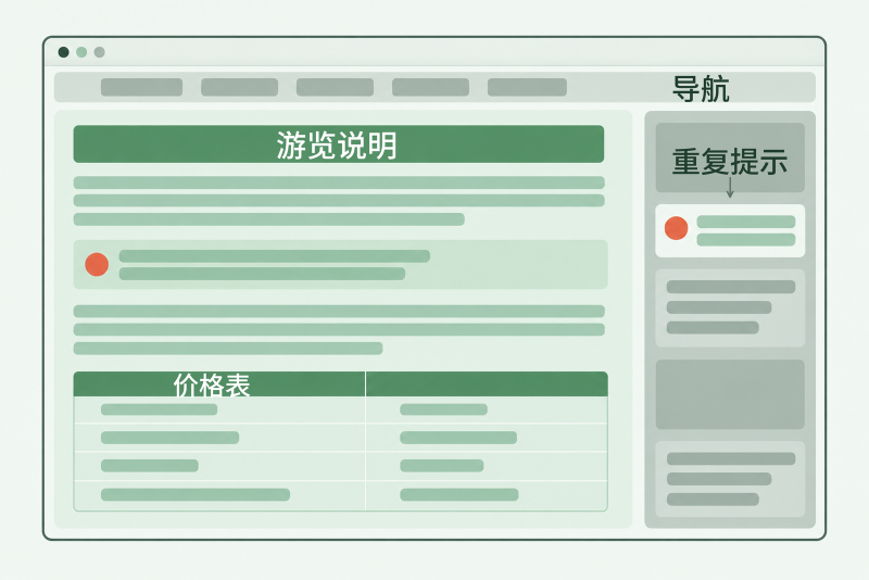植物园网页的正文、价格表、导航与重复提示