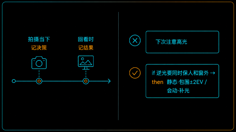当下记决策与回看记结果的两个时间点