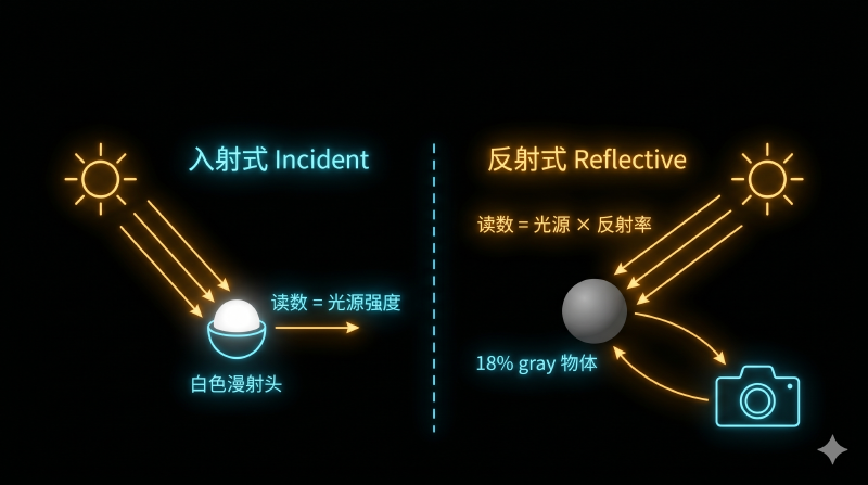 入射式与反射式测光原理对比