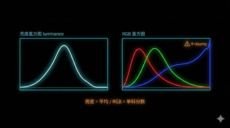 亮度直方图与 RGB 直方图对比