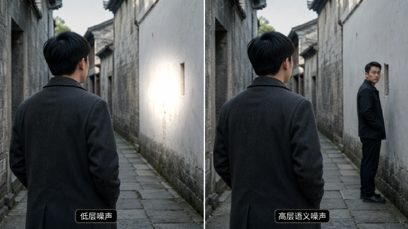 低层噪声与高层语义噪声的对照